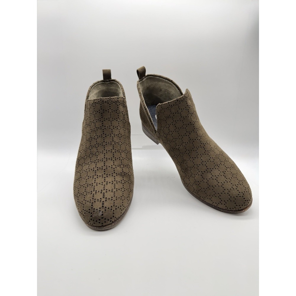 Dr. Scholls Ankle Booties Womens US 8M Olive Good Rate‎ Perforated Microfiber